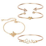 Cuff Set for Women Gold Alloy Chain Bracelet