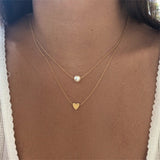 Pearl Heart Double layer chain necklace