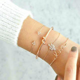 Cuff Set for Women Gold Alloy Chain Bracelet