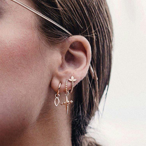 Cross Stud Earrings Set Jewelry for Women