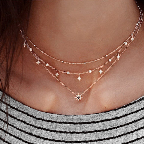 Multi-layer Star Pendant Necklace Multilayer Necklace