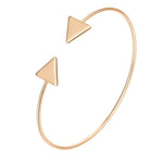 Gold Chain Moon Leaf Crystal Geometry Open Bracelet Set