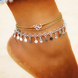 Fashion Handmade Round Pendant Multilayer Anklet