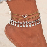 Fashion Handmade Round Pendant Multilayer Anklet